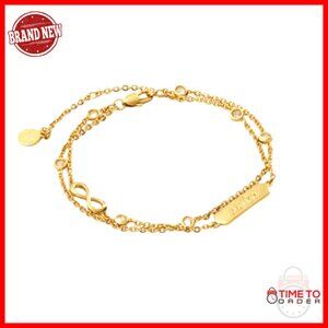 Double Strand Infinity Chain Bracelet Adjustable Minimalist Sister Gift